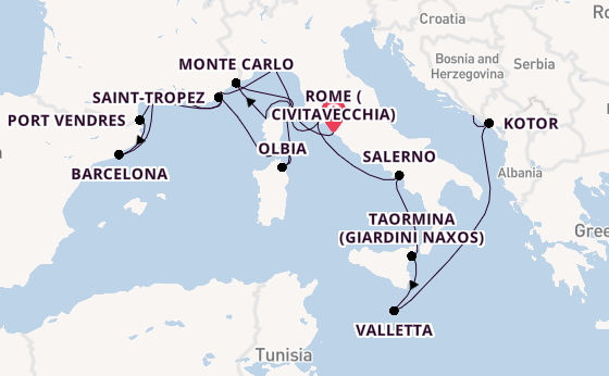 Western Mediterranean from Rome (Civitavecchia), Italy with the Seabourn Ovation 