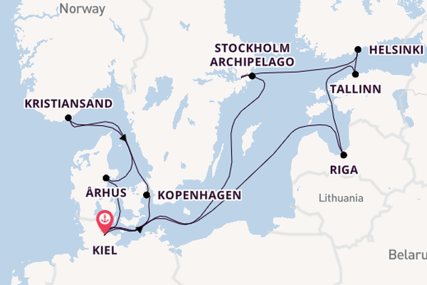 Noorwegen vanaf Kiel, Duitsland met AIDAperla