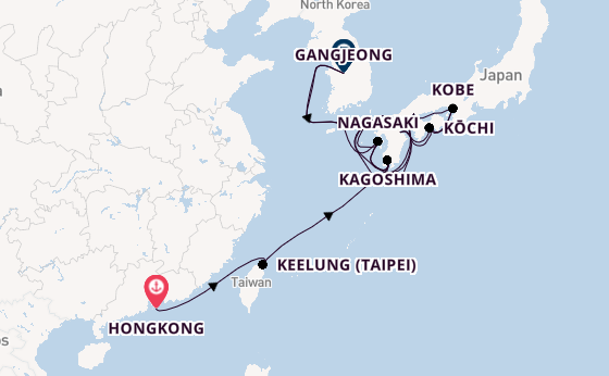 Japan vanaf Hongkong, China met de Seven Seas Navigator