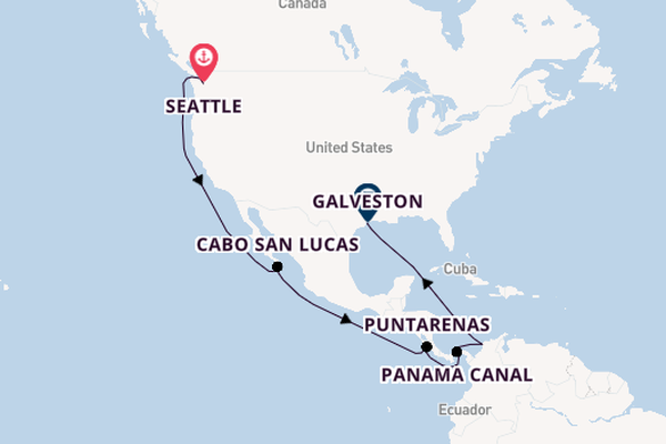 Central America from Seattle, Washington, USA with the Carnival Miracle
