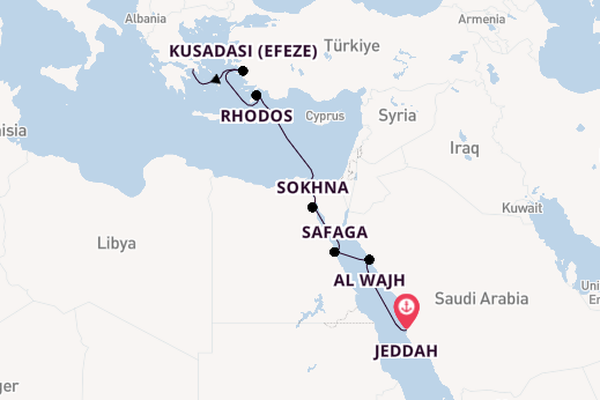 Oostelijke Middellandse Zee vanaf Jeddah, Saudi-Arabië met de EXPLORA I
