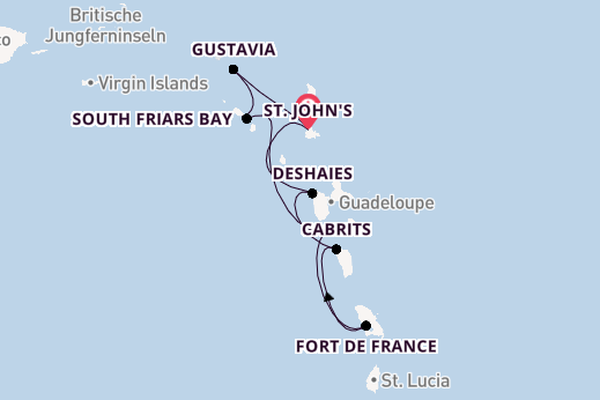 Südliche Karibik ab St. John's, Antigua und Barbuda auf der Star Clipper
