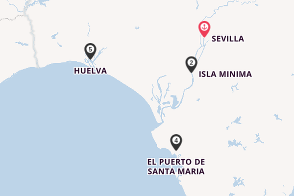 Andalusien ab Sevilla, Spanien auf der La Belle de Cadix