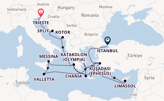 Eastern Mediterranean from Trieste, Italy with the Enchanted Princess