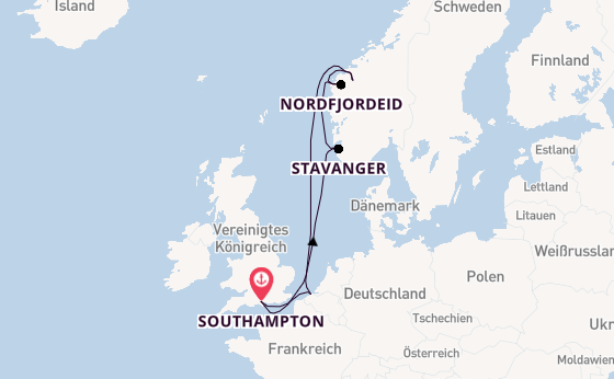Norwegen ab Southampton, Großbritannien auf der Celebrity Apex