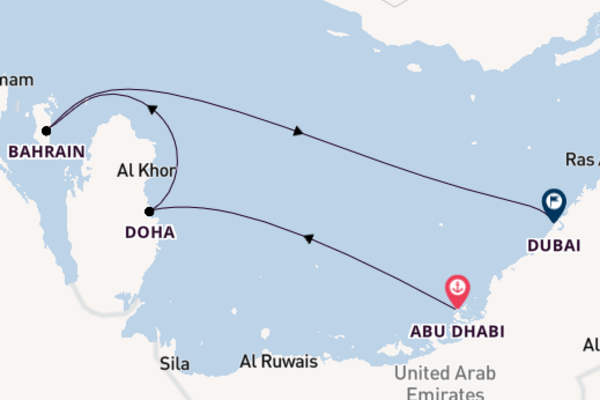 Arabian Gulf from Abu Dhabi, United Arab Emirates with the Celestyal Journey