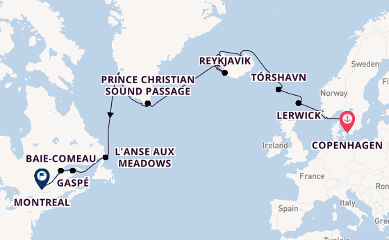 Transatlantic from Copenhagen, Denmark with the Seabourn Quest