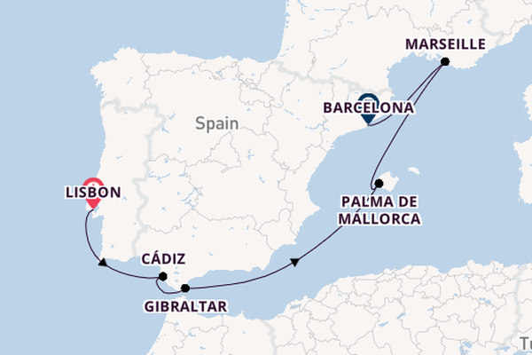 Western Mediterranean from Lisbon, Portugal with the MSC Meraviglia