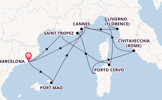 Westelijke Middellandse Zee vanaf Barcelona, Spanje met de EXPLORA I