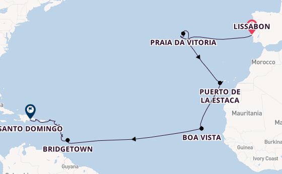 Caribbean vanaf Lissabon, Portugal met de VASCO DA GAMA