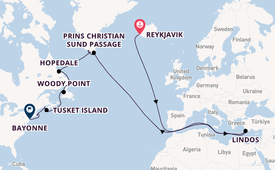 trans-Atlantisch vanaf Reykjavik, IJsland met de Silver Endeavour