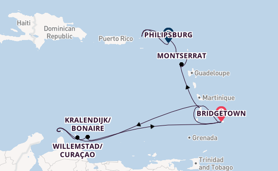 Southern Caribbean from Bridgetown, Barbados with the Seabourn Ovation 