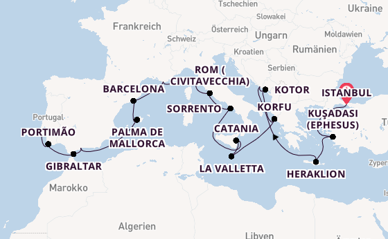 Mittelmeer ab Istanbul, Türkei auf der Seven Seas Voyager