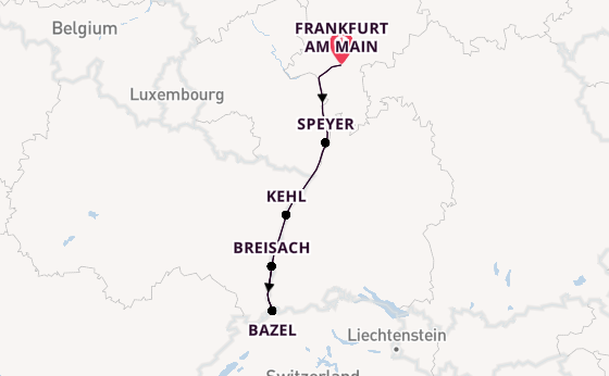 Rijn vanaf Frankfurt am Main, Duitsland met de Andrea