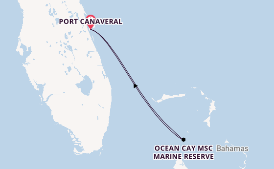Caribbean from Port Canaveral, Florida, USA with the MSC Grandiosa