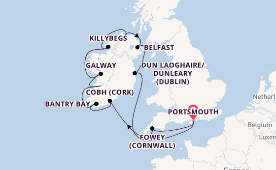 British Isles from Portsmouth, England, United Kingdom with the Azamara Quest