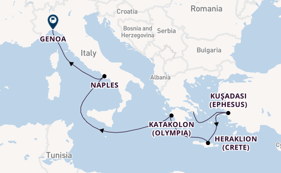 Mediterranean Sea from Athens (Piraeus), Greece with the MSC Seaview