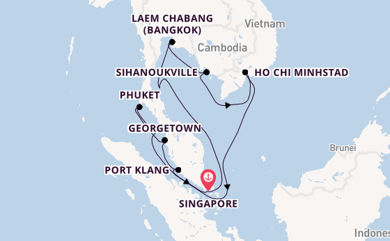 Zuidoost-Azië vanaf Singapore, Singapore met de Sapphire Princess