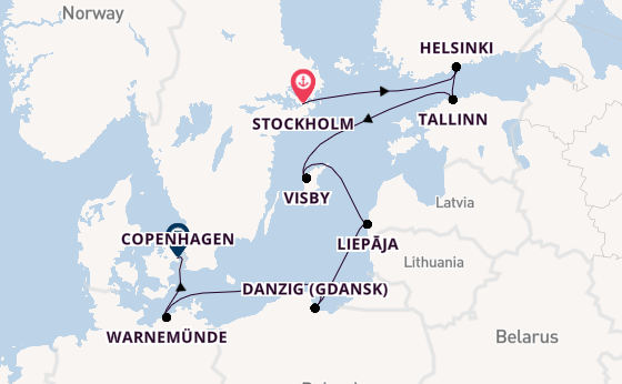 Baltic Sea from Stockholm, Sweden with the Seven Seas Voyager