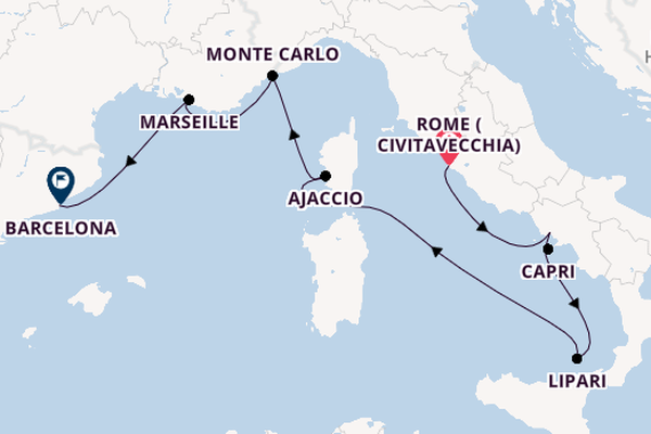 Western Mediterranean from Rome (Civitavecchia), Italy with the EXPLORA I