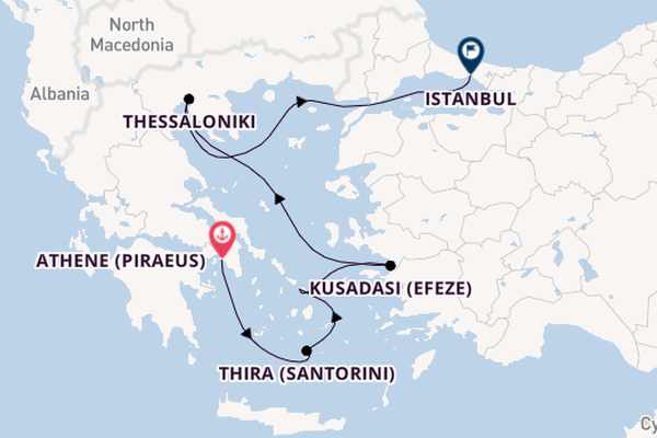 Oostelijke Middellandse Zee vanaf Athene (Piraeus), Griekenland met de Rotterdam