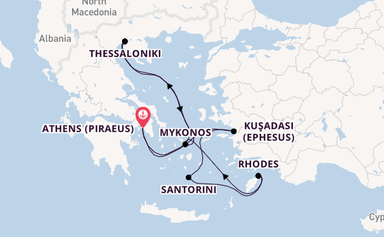 Eastern Mediterranean from Athens (Piraeus), Greece with the Celebrity Infinity