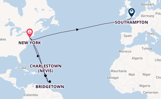 Transatlantic from New York, USA with the Queen Mary 2