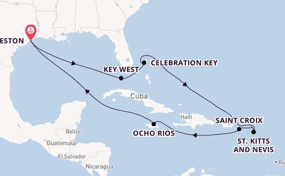 Caribbean from Galveston, Texas, USA with the Carnival Breeze