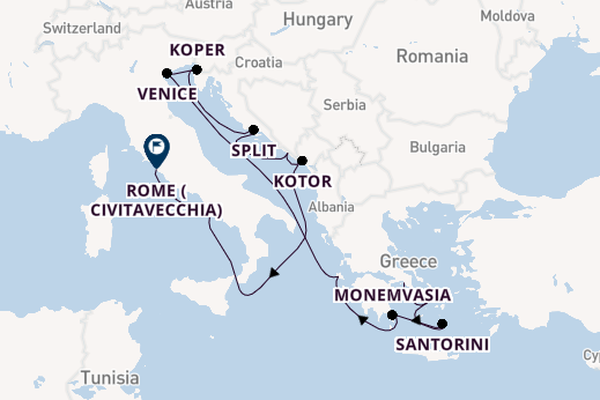 Eastern Mediterranean from Athens (Piraeus), Greece with the Azamara Onward