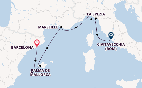 Westliches Mittelmeer ab Barcelona, Spanien auf der Sun Princess