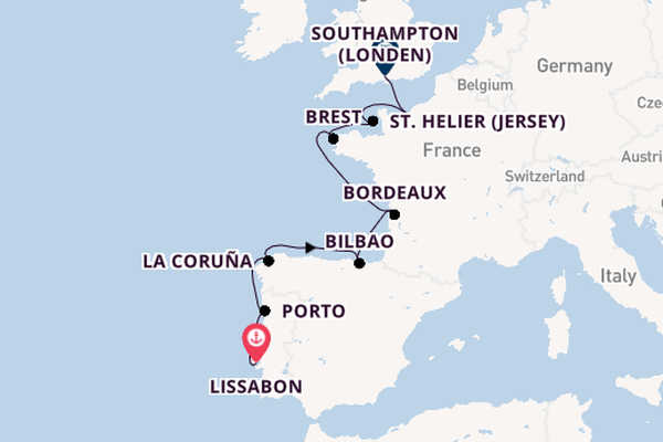 Verenigd Koninkrijk vanaf Lissabon, Portugal met de Seven Seas Voyager