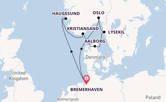Noorwegen vanaf Bremerhaven, Duitsland met de Artania