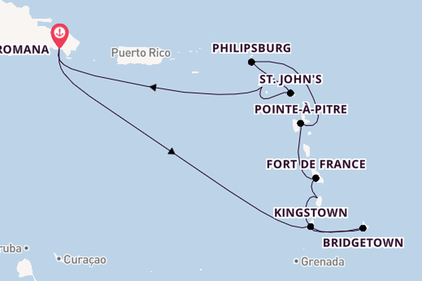 Karibik ab La Romana, Dominikanische Republik auf der Mein Schiff 4