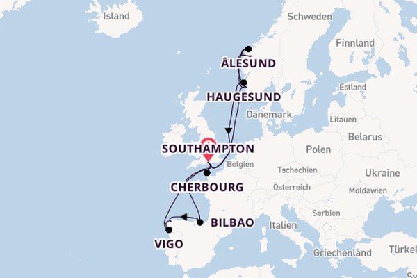 Norwegen ab Southampton, Großbritannien auf der Arvia