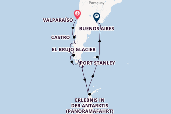 Südamerika ab Valparaíso, Chile auf der Seabourn Quest