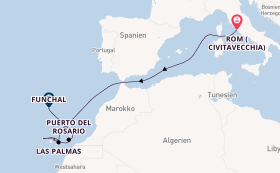 Kanarische Inseln ab Civitavecchia (Rom), Italien auf der MSC Fantasia