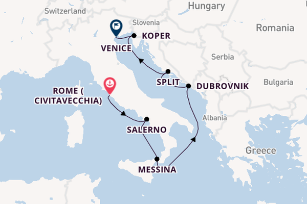 Mediterranean Sea from Rome (Civitavecchia), Italy with the Seven Seas Grandeur