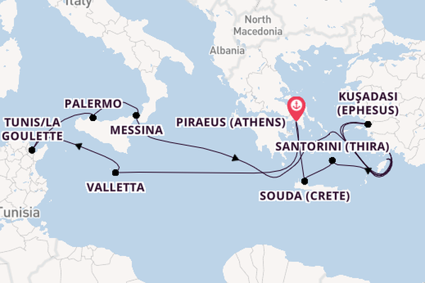 Mediterranean from Piraeus (Athens), Greece with the Nieuw Statendam