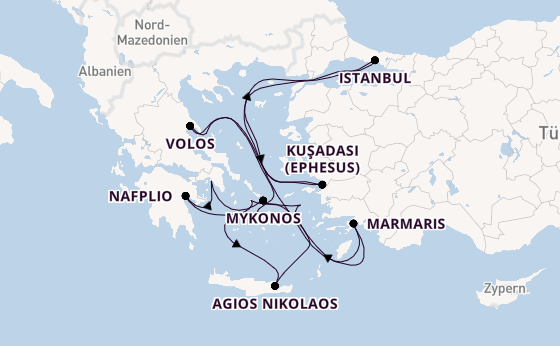Östliches Mittelmeer ab Piräus (Athen), Griechenland auf der EXPLORA II