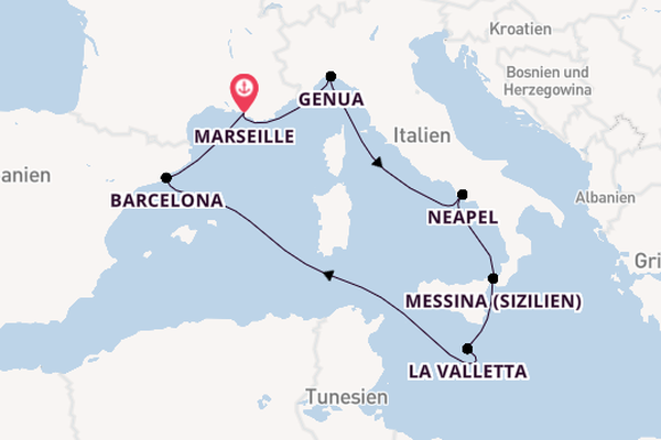 Westliches Mittelmeer ab Marseille, Frankreich auf der MSC World Europa