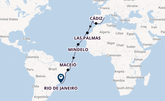 trans-Atlantisch vanaf Barcelona, Spanje met de Costa Diadema
