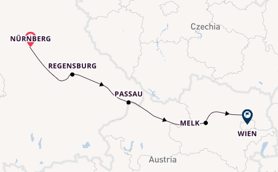 Donau vanaf Nürnberg, Duitsland met de Amadeus Riva