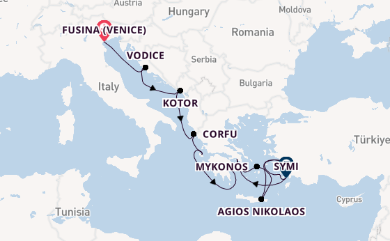 Eastern Mediterranean from Fusina (Venice) with the Seabourn Quest