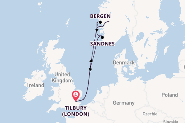 Sailing from Tilbury (London) via Scenic Cruising Eidfjord