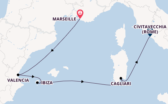 Westelijke Middellandse Zee vanaf Marseille, Frankrijk met de MSC Musica