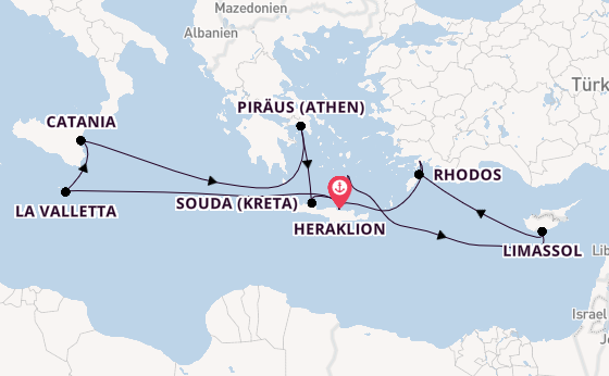 Östliches Mittelmeer ab Heraklion, Griechenland auf der Mein Schiff 5