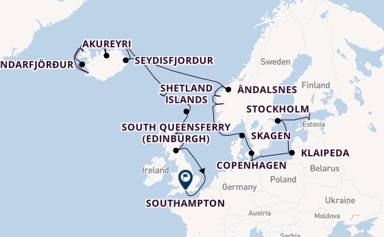 Arctic Ocean from Helsinki, Finland with the Caribbean Princess