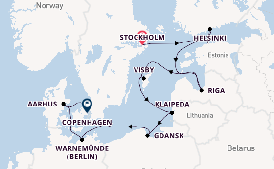 Baltic Sea from Stockholm, Sweden with the Seven Seas Voyager