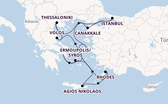 Eastern Mediterranean from Athens (Piraeus), Greece with the Azamara Onward