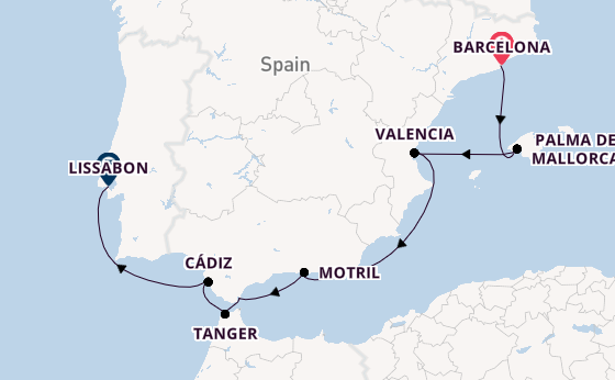 Westelijke Middellandse Zee vanaf Barcelona, Spanje met de Norwegian Dawn